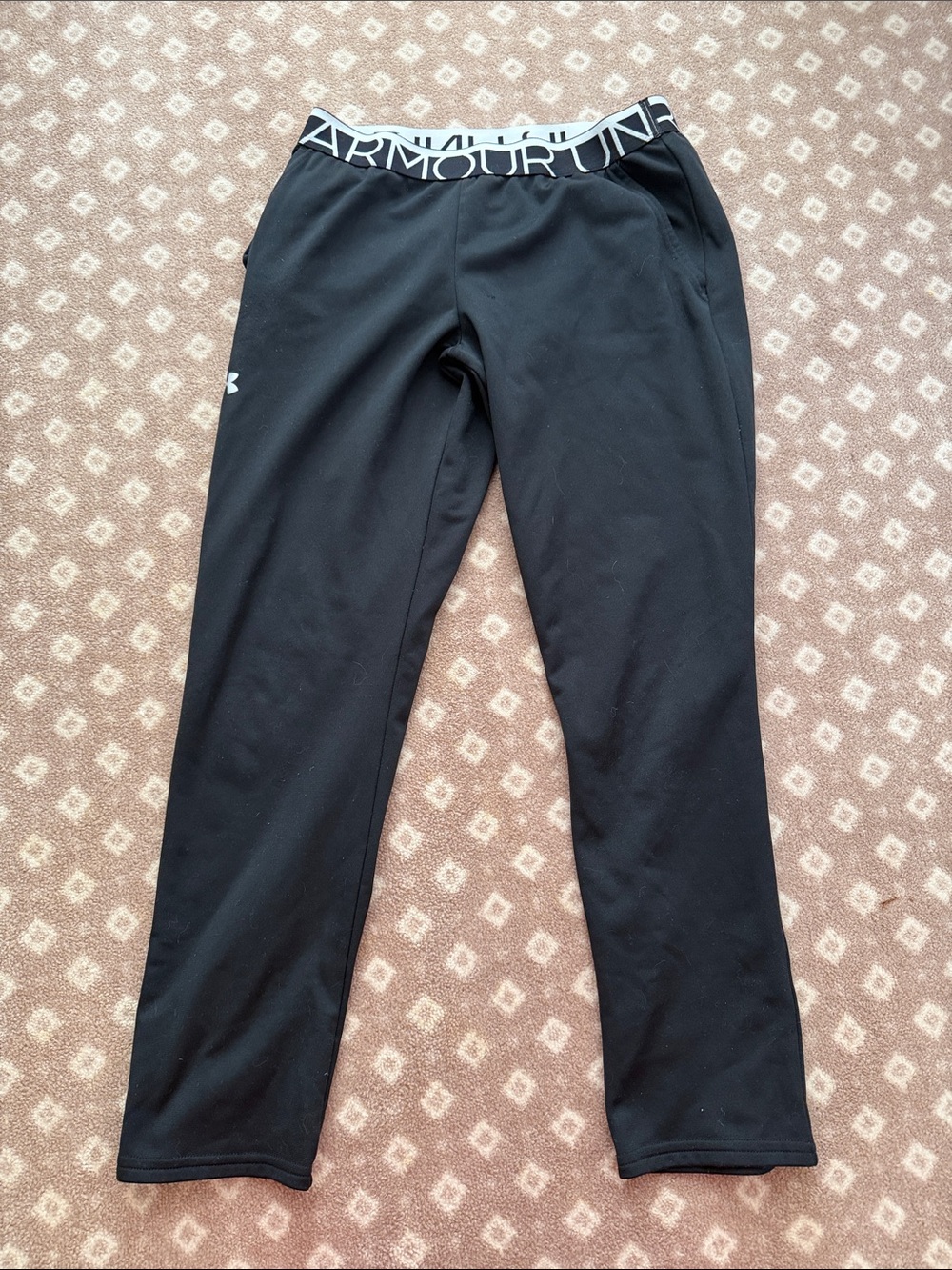 Under Armour Black Girls' Performance Leggings Branded Waistband EUC Youth L